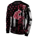 personalized washington state cougars distressed flag crimson black hoodie best selling
