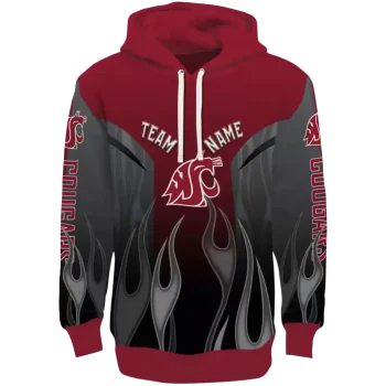 personalized washington state cougars flame design crimson hoodie best selling