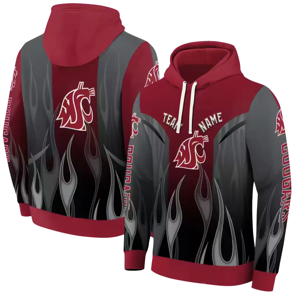 personalized washington state cougars flame design crimson hoodie fashion forward personalized washington state cougars flame design crimson hoodie fashion forward