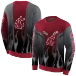 personalized washington state cougars flame design crimson hoodie best selling