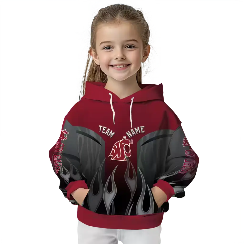 personalized washington state cougars flame design crimson hoodie top rated personalized washington state cougars flame design crimson hoodie top rated