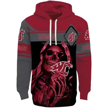 personalized washington state cougars grim reaper crimson black hoodie best selling