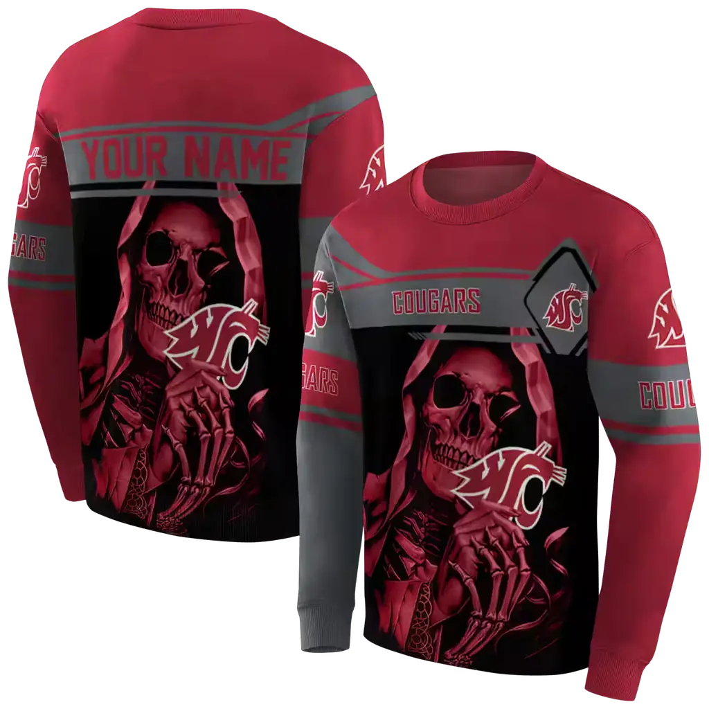 personalized washington state cougars grim reaper crimson black hoodie premium grade personalized washington state cougars grim reaper crimson black hoodie premium grade