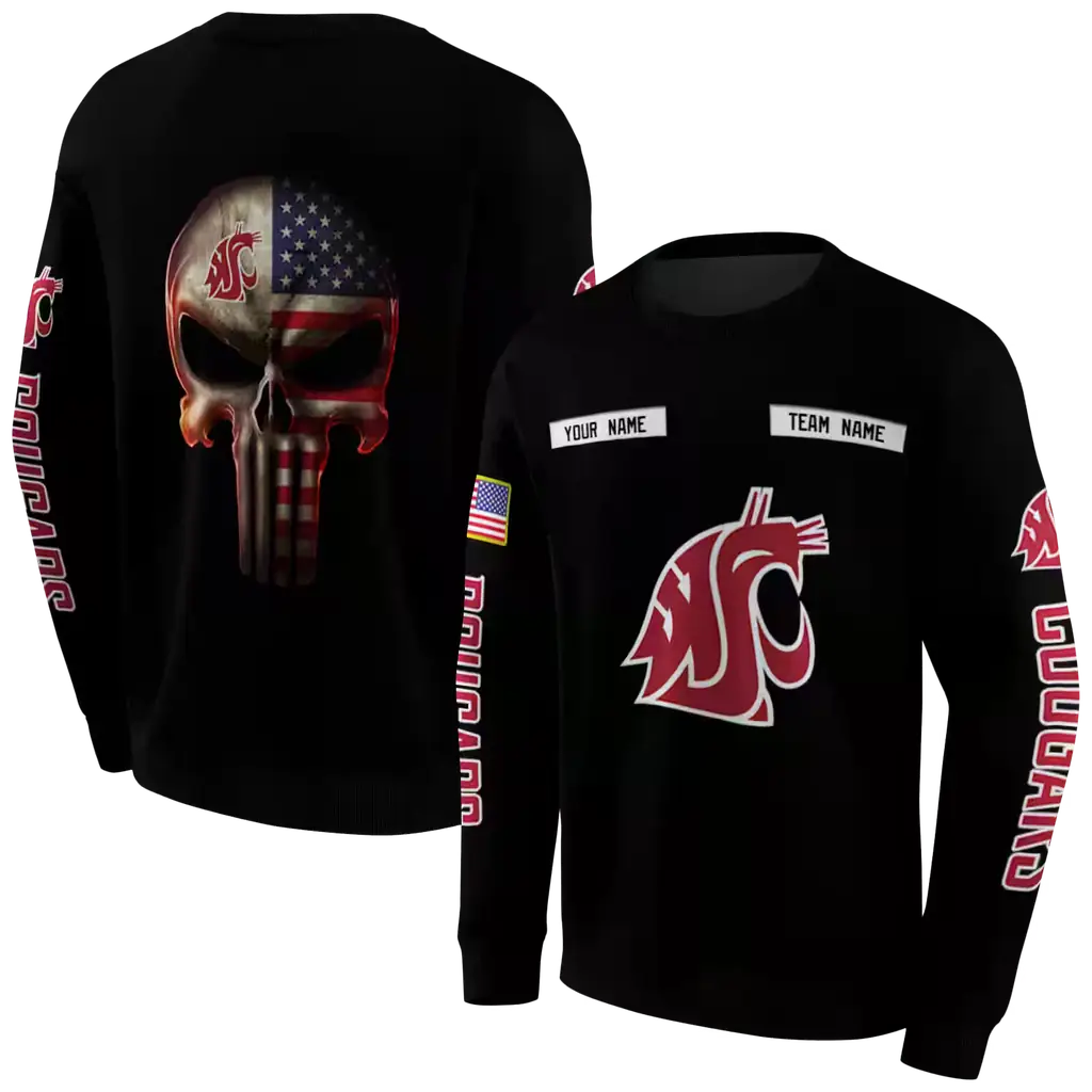 personalized washington state cougars punisher skull black hoodie premium grade personalized washington state cougars punisher skull black hoodie premium grade