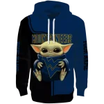 personalized west virginia mountaineers baby yoda blue black hoodie best selling