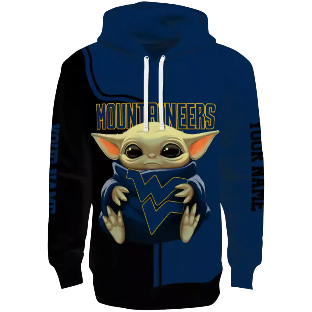 personalized west virginia mountaineers baby yoda blue black hoodie best selling personalized west virginia mountaineers baby yoda blue black hoodie best selling
