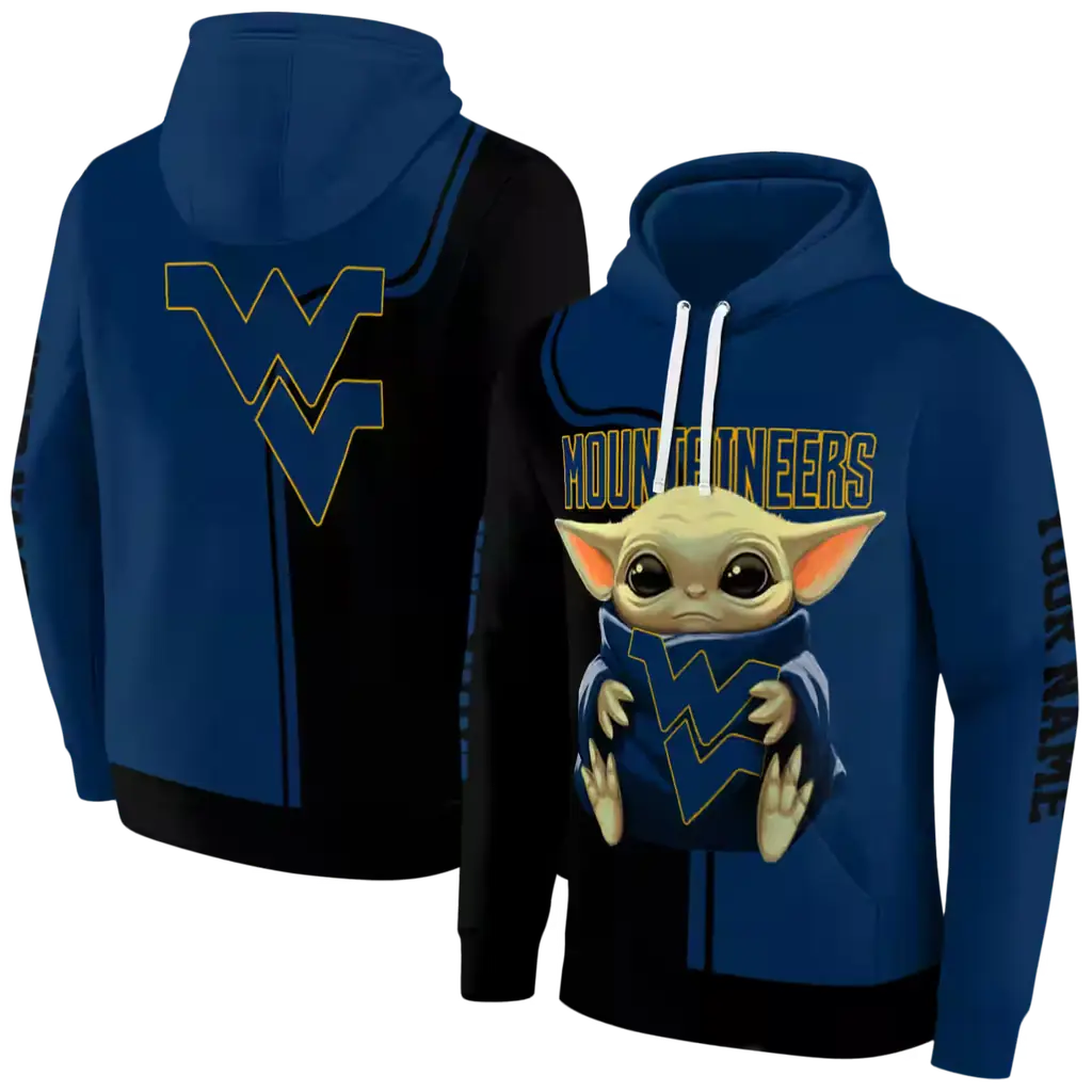 personalized west virginia mountaineers baby yoda blue black hoodie fashion forward personalized west virginia mountaineers baby yoda blue black hoodie fashion forward