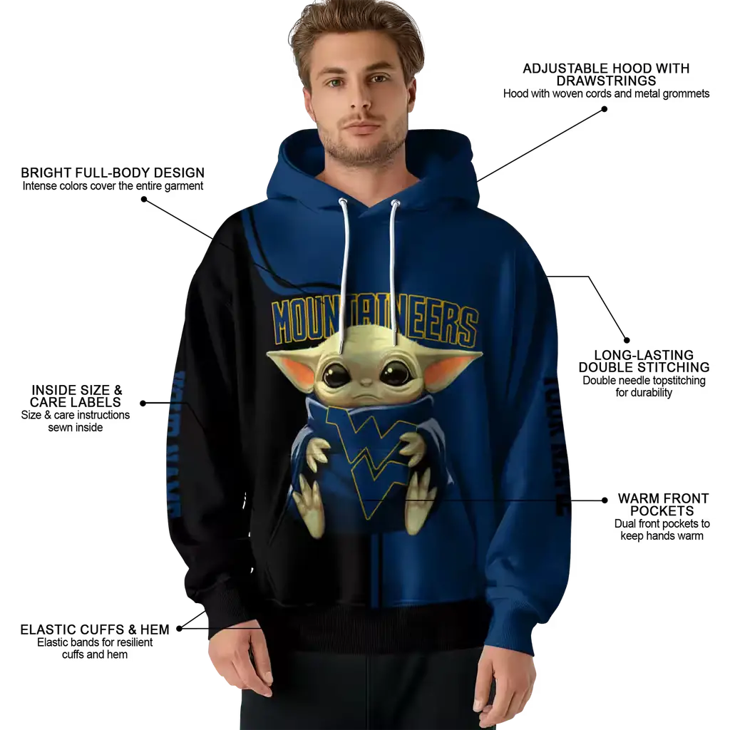 personalized west virginia mountaineers baby yoda blue black hoodie latest model personalized west virginia mountaineers baby yoda blue black hoodie latest model