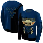 personalized west virginia mountaineers baby yoda blue black hoodie best selling