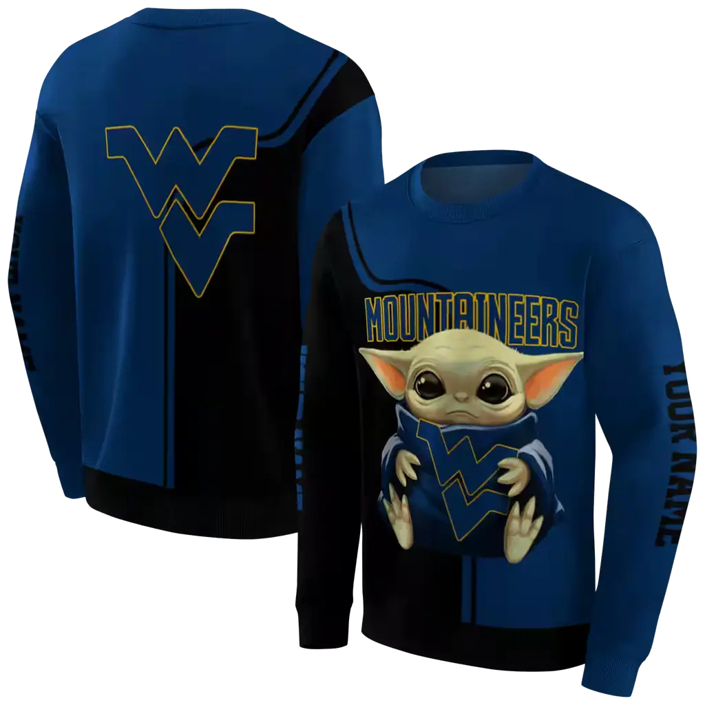 personalized west virginia mountaineers baby yoda blue black hoodie premium grade personalized west virginia mountaineers baby yoda blue black hoodie premium grade