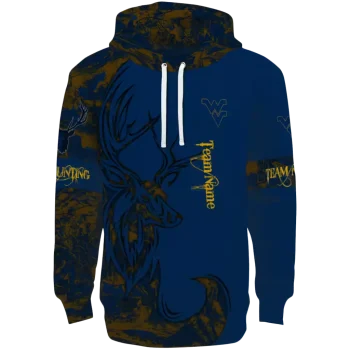 personalized west virginia mountaineers deer silhouette blue hoodie best selling