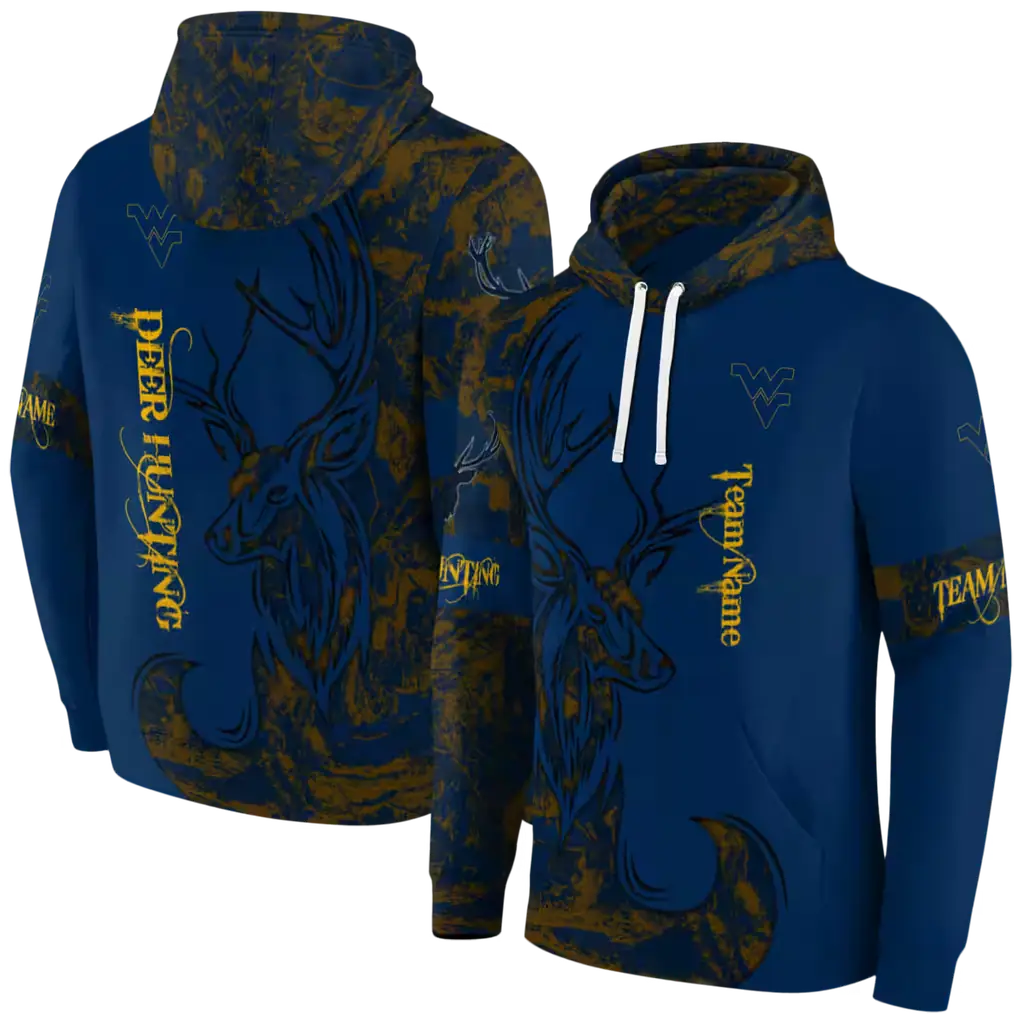personalized west virginia mountaineers deer silhouette blue hoodie fashion forward personalized west virginia mountaineers deer silhouette blue hoodie fashion forward