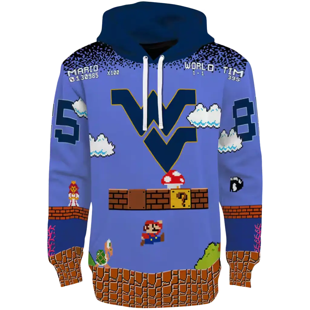 personalized west virginia mountaineers mario blue black hoodie best selling personalized west virginia mountaineers mario blue black hoodie best selling
