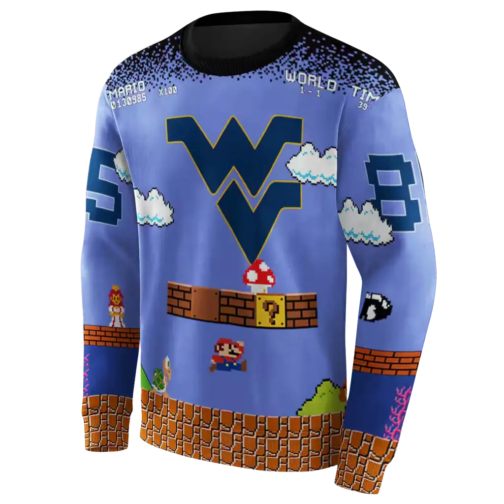 personalized west virginia mountaineers mario blue black hoodie new arrival personalized west virginia mountaineers mario blue black hoodie new arrival