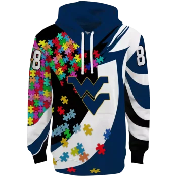 personalized west virginia mountaineers puzzle pieces blue hoodie best selling