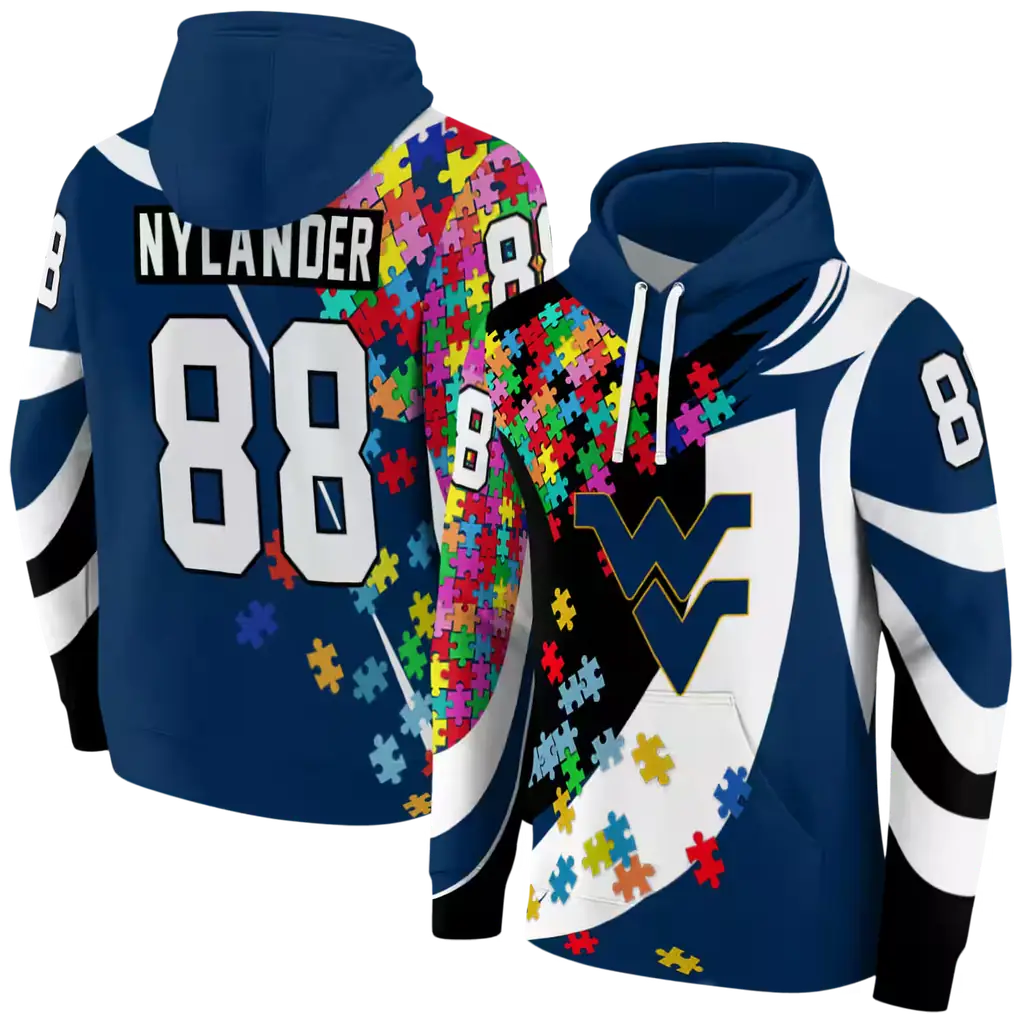 personalized west virginia mountaineers puzzle pieces blue hoodie fashion forward personalized west virginia mountaineers puzzle pieces blue hoodie fashion forward