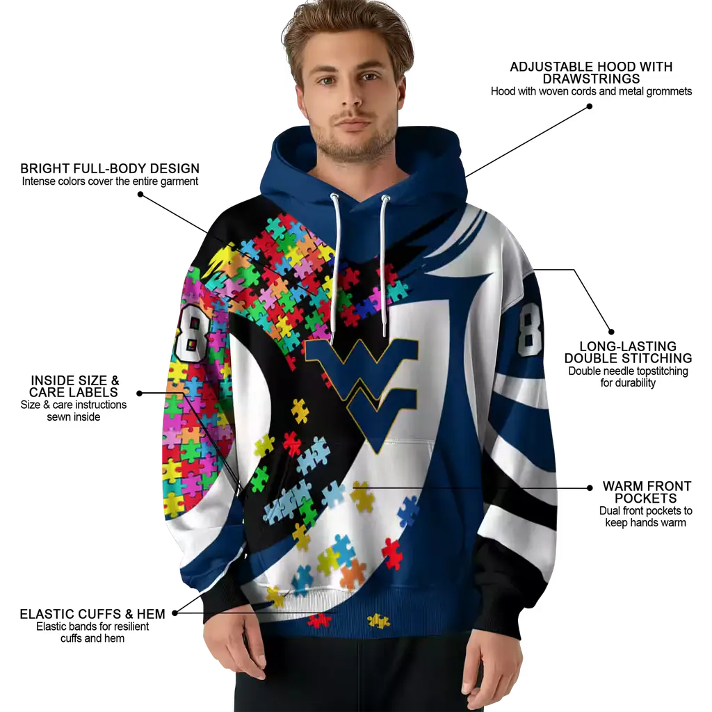 personalized west virginia mountaineers puzzle pieces blue hoodie latest model personalized west virginia mountaineers puzzle pieces blue hoodie latest model