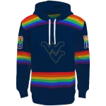 personalized west virginia mountaineers rainbow stripes blue hoodie best selling