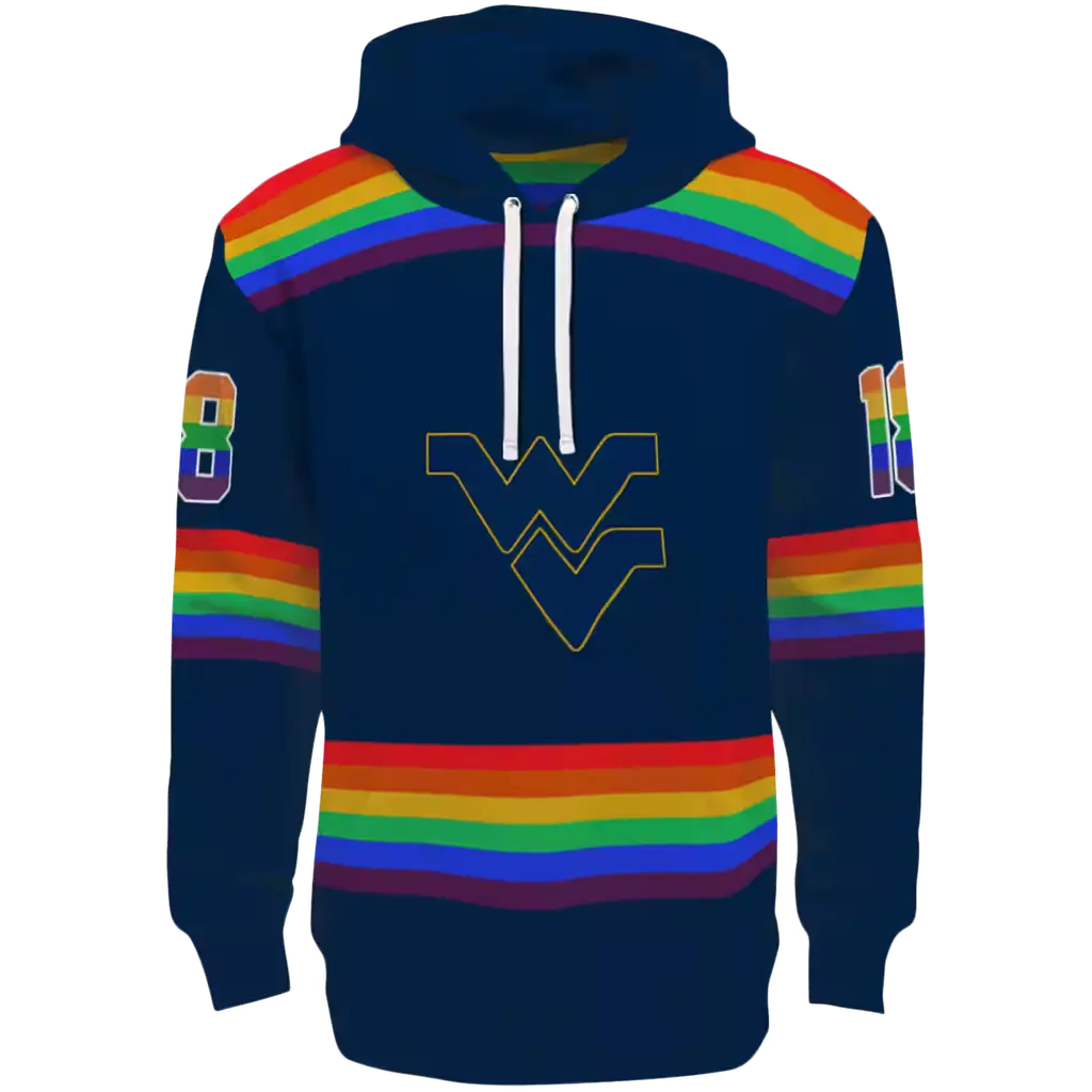 personalized west virginia mountaineers rainbow stripes blue hoodie best selling personalized west virginia mountaineers rainbow stripes blue hoodie best selling