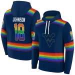 personalized west virginia mountaineers rainbow stripes blue hoodie best selling
