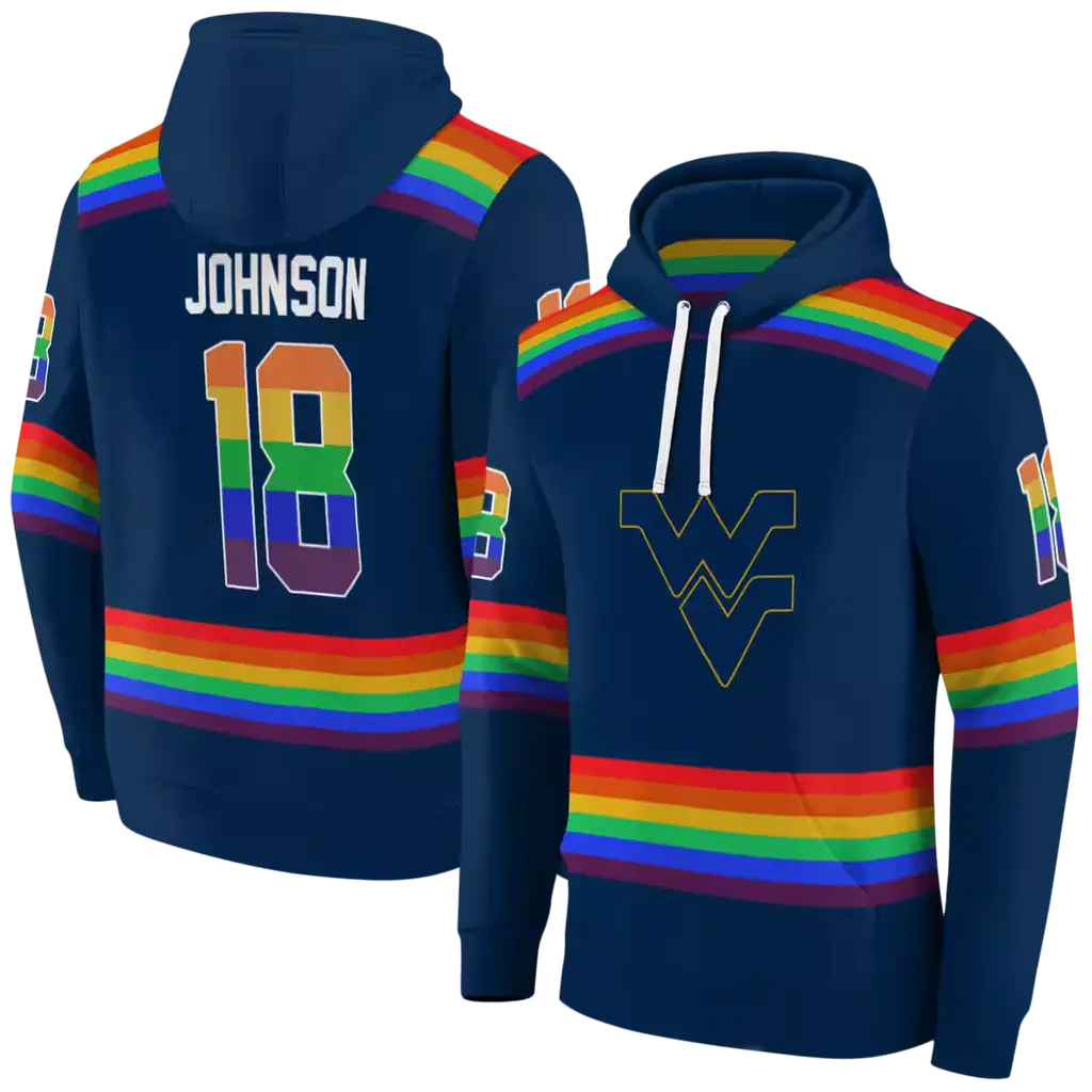 personalized west virginia mountaineers rainbow stripes blue hoodie fashion forward personalized west virginia mountaineers rainbow stripes blue hoodie fashion forward