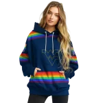personalized west virginia mountaineers rainbow stripes blue hoodie best selling