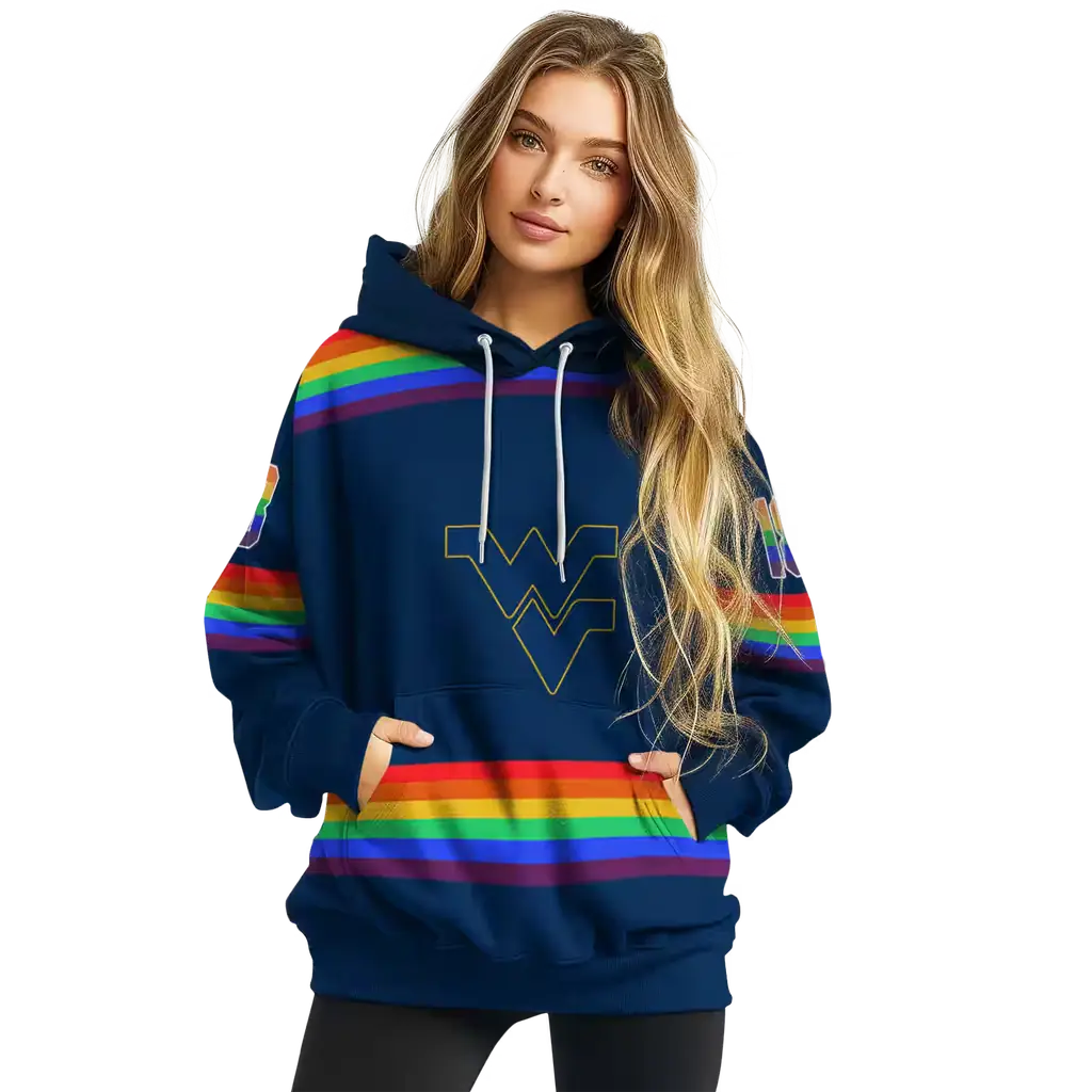 personalized west virginia mountaineers rainbow stripes blue hoodie high quality personalized west virginia mountaineers rainbow stripes blue hoodie high quality