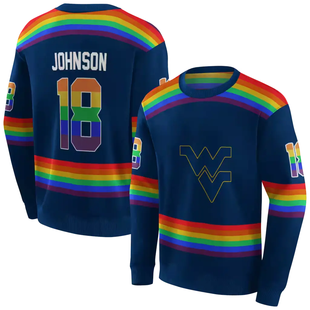 personalized west virginia mountaineers rainbow stripes blue hoodie premium grade personalized west virginia mountaineers rainbow stripes blue hoodie premium grade