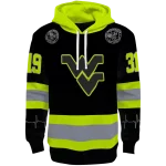 personalized west virginia mountaineers safety motif black neon green hoodie best selling