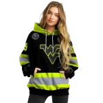 personalized west virginia mountaineers safety motif black neon green hoodie best selling