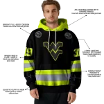 personalized west virginia mountaineers safety motif black neon green hoodie best selling