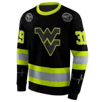 personalized west virginia mountaineers safety motif black neon green hoodie best selling