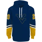 personalized west virginia mountaineers striped sleeves blue hoodie best selling