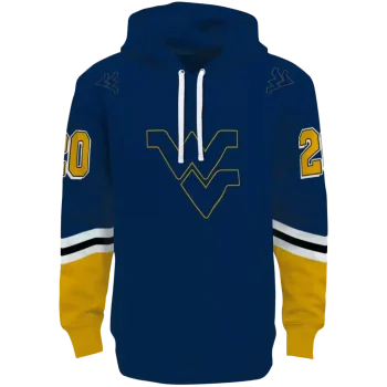 personalized west virginia mountaineers striped sleeves blue hoodie best selling