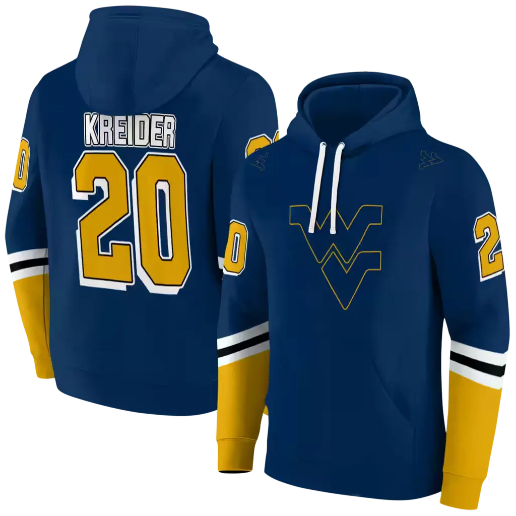personalized west virginia mountaineers striped sleeves blue hoodie fashion forward personalized west virginia mountaineers striped sleeves blue hoodie fashion forward