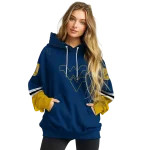 personalized west virginia mountaineers striped sleeves blue hoodie best selling