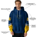 personalized west virginia mountaineers striped sleeves blue hoodie best selling
