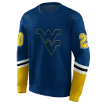 personalized west virginia mountaineers striped sleeves blue hoodie best selling