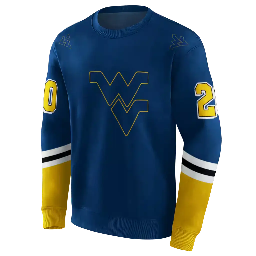 personalized west virginia mountaineers striped sleeves blue hoodie new arrival personalized west virginia mountaineers striped sleeves blue hoodie new arrival