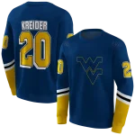 personalized west virginia mountaineers striped sleeves blue hoodie best selling