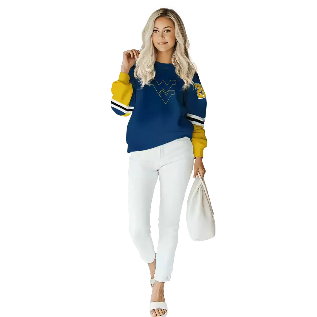 personalized west virginia mountaineers striped sleeves blue hoodie trendy personalized west virginia mountaineers striped sleeves blue hoodie trendy