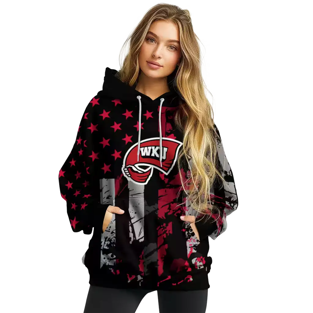 personalized western kentucky hilltoppers distressed flag red black hoodie high quality personalized western kentucky hilltoppers distressed flag red black hoodie high quality