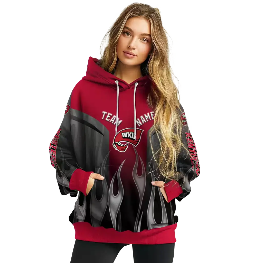 personalized western kentucky hilltoppers flame design red hoodie high quality personalized western kentucky hilltoppers flame design red hoodie high quality
