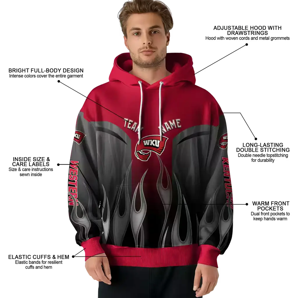 personalized western kentucky hilltoppers flame design red hoodie latest model personalized western kentucky hilltoppers flame design red hoodie latest model