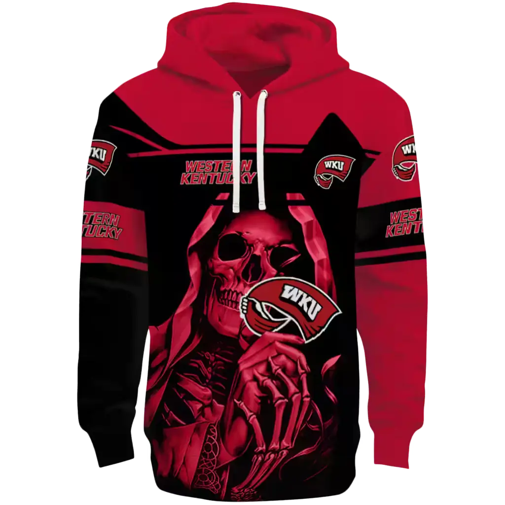 personalized western kentucky hilltoppers grim reaper red black hoodie best selling personalized western kentucky hilltoppers grim reaper red black hoodie best selling