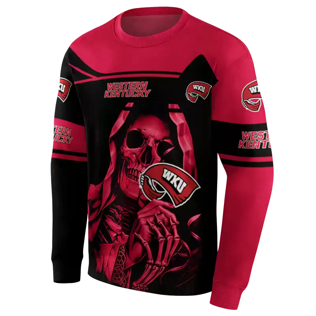 personalized western kentucky hilltoppers grim reaper red black hoodie new arrival personalized western kentucky hilltoppers grim reaper red black hoodie new arrival
