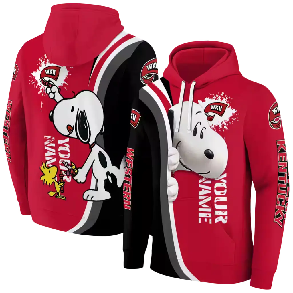 personalized western kentucky hilltoppers peeking snoopy red hoodie fashion forward personalized western kentucky hilltoppers peeking snoopy red hoodie fashion forward