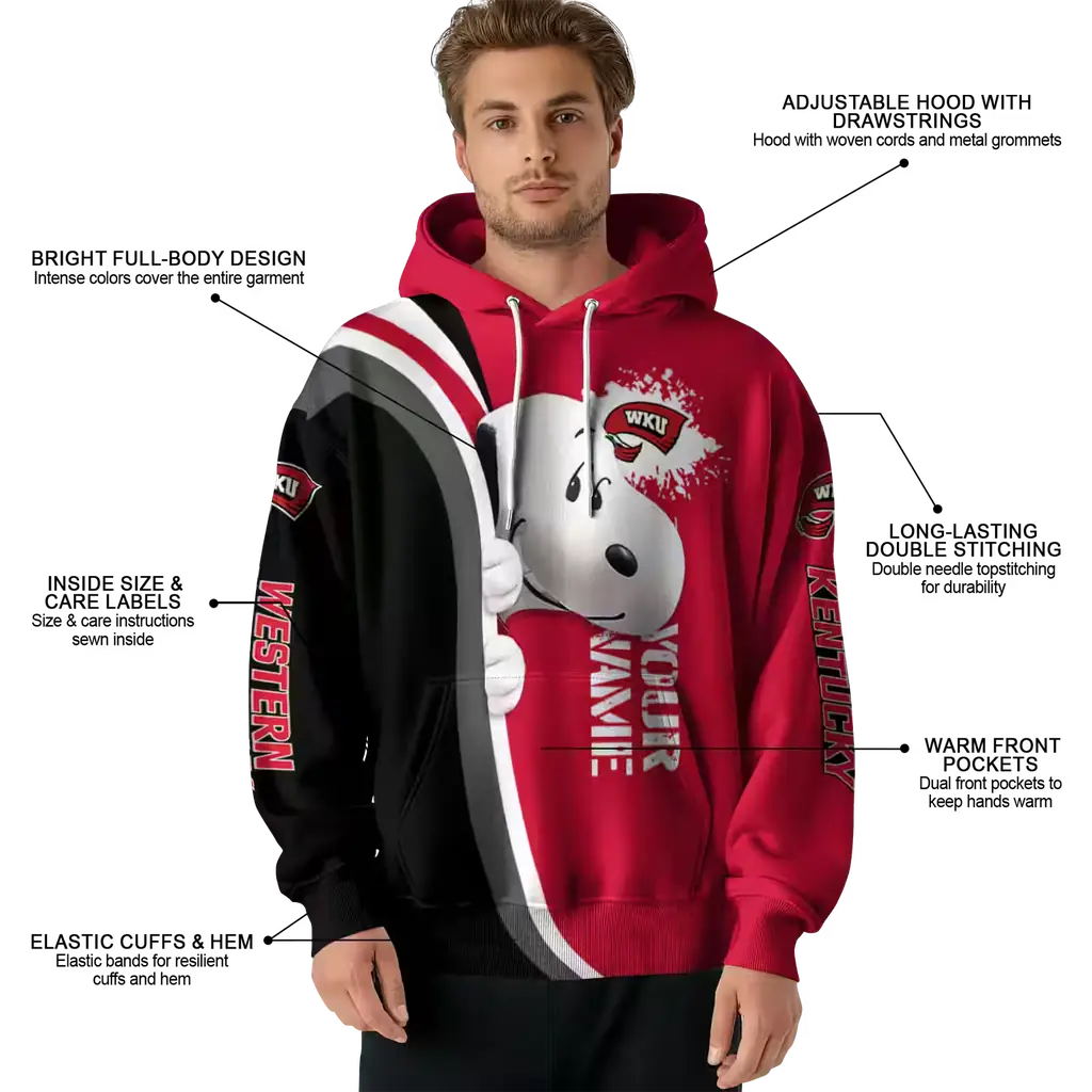 personalized western kentucky hilltoppers peeking snoopy red hoodie latest model personalized western kentucky hilltoppers peeking snoopy red hoodie latest model
