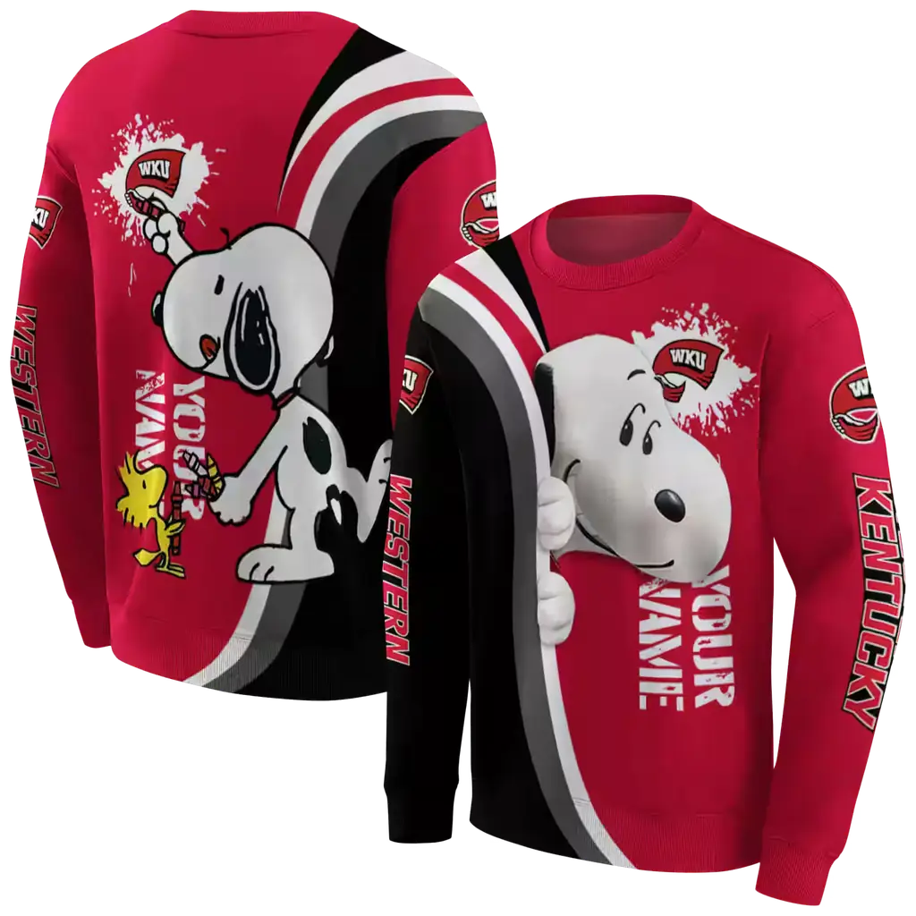 personalized western kentucky hilltoppers peeking snoopy red hoodie premium grade personalized western kentucky hilltoppers peeking snoopy red hoodie premium grade