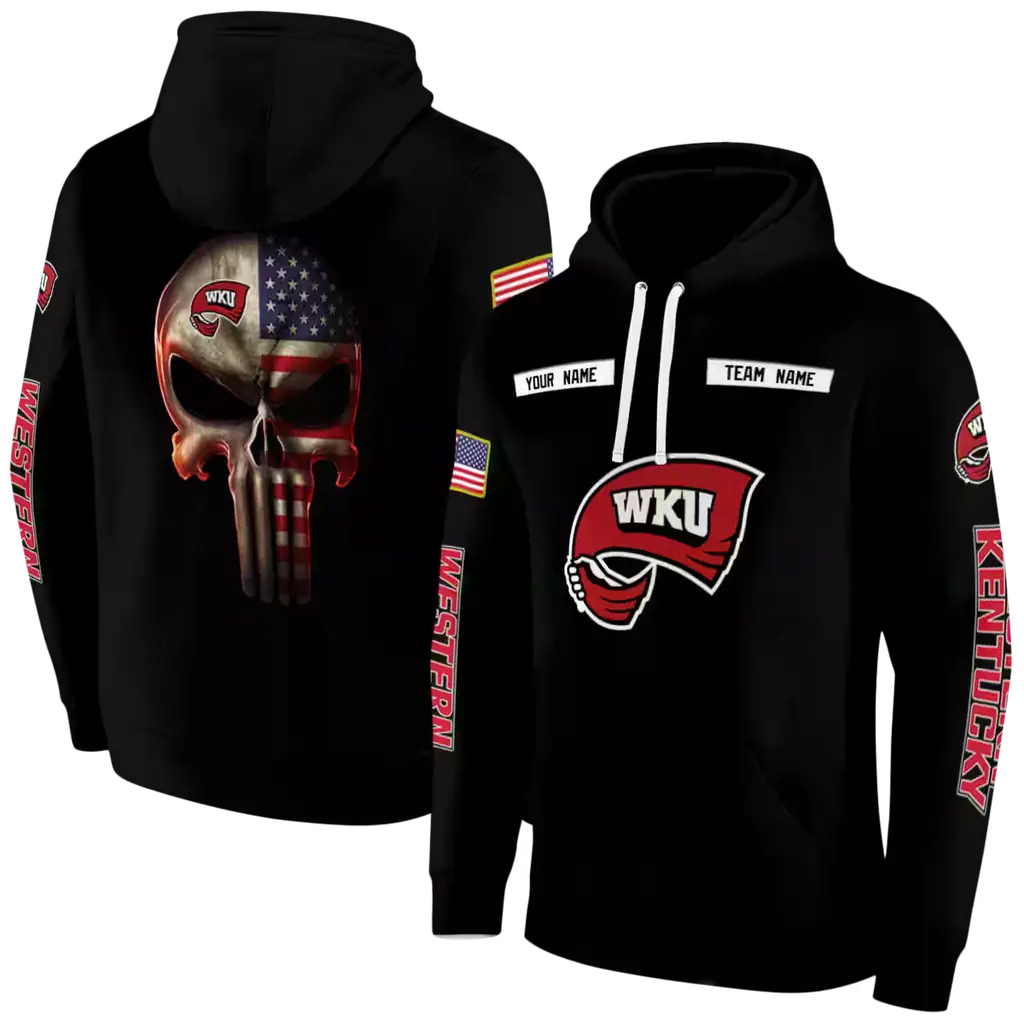 personalized western kentucky hilltoppers punisher skull black hoodie fashion forward personalized western kentucky hilltoppers punisher skull black hoodie fashion forward